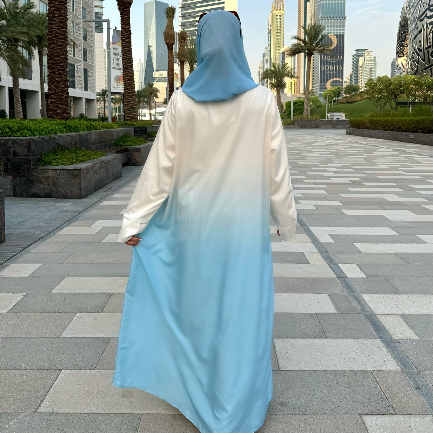 Flow Gradient Abaya - Blue