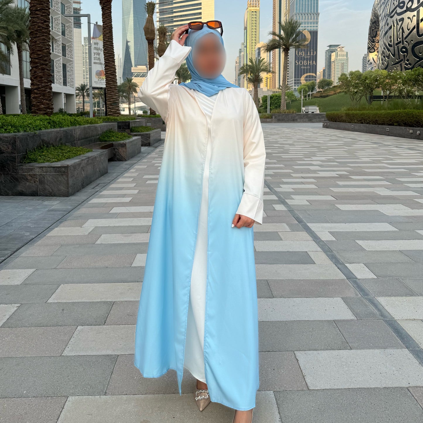 Flow Gradient Abaya - Blue