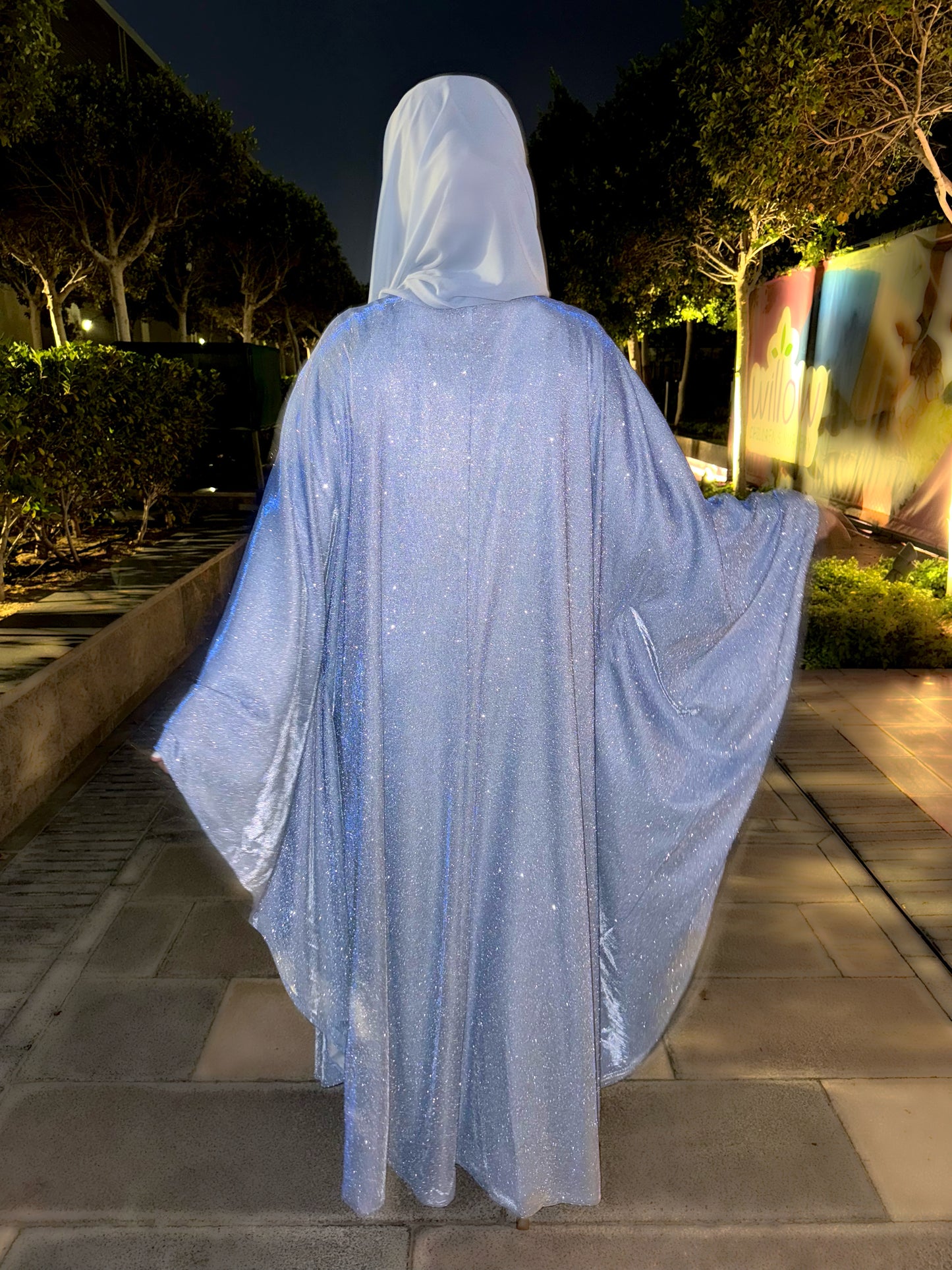 Sparkle Glitter Abaya - Blue