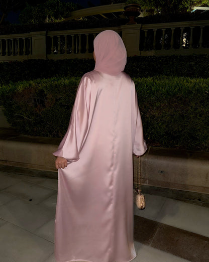 Shine Satin Abaya - Pink