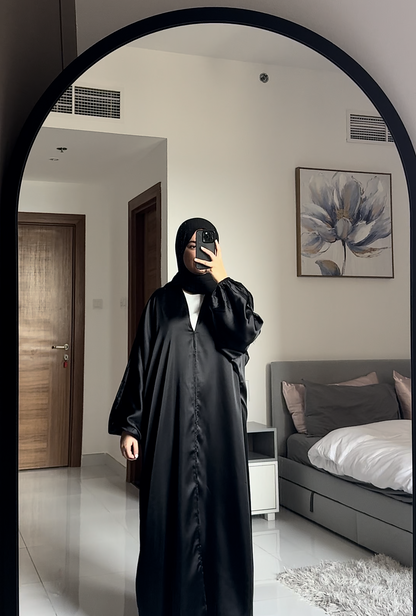 Shine Satin Abaya - Black