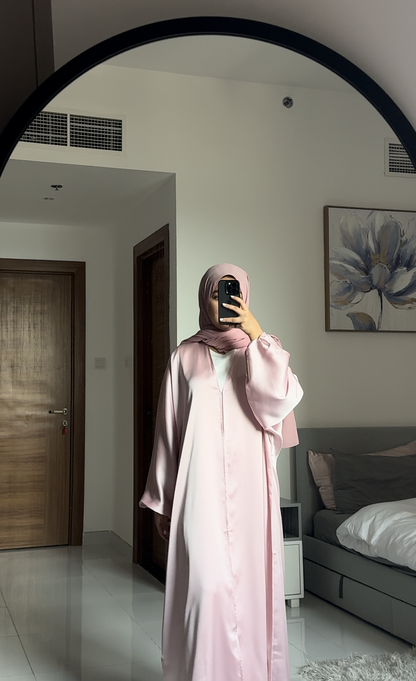 Shine Satin Abaya - Pink