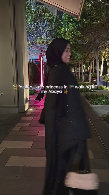 Sparkle Glitter Abaya - Black